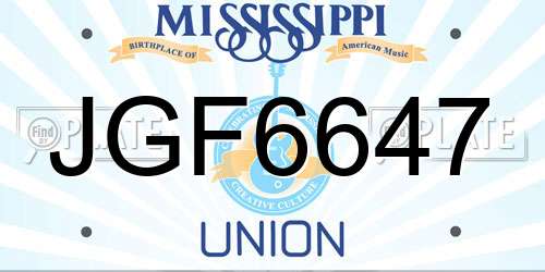 JGF6647 Mississippi License Plate