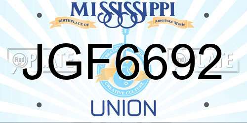 JGF6692 Mississippi License Plate