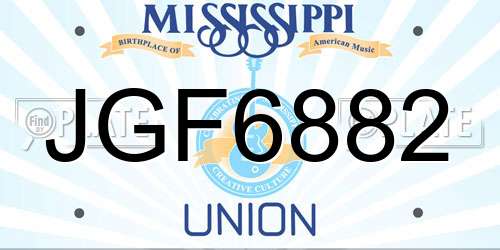 JGF6882 Mississippi License Plate
