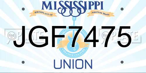JGF7475 Mississippi License Plate