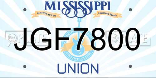 JGF7800 Mississippi License Plate