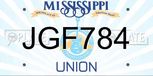 JGF784 Mississippi License Plate