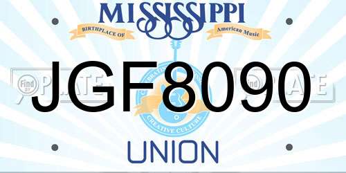 JGF8090 Mississippi License Plate