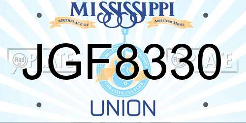 JGF8330 Mississippi License Plate