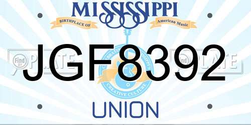 JGF8392 Mississippi License Plate