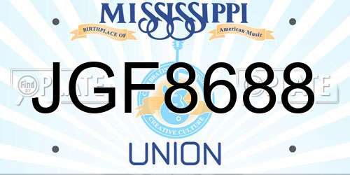 JGF8688 Mississippi License Plate