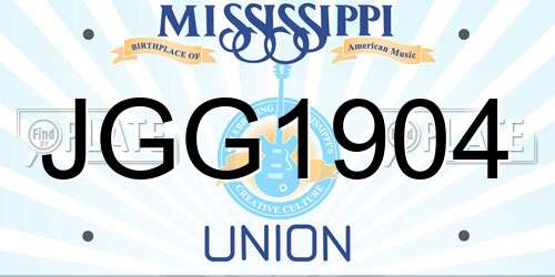 JGG1904 Mississippi License Plate