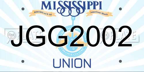JGG2002 Mississippi License Plate