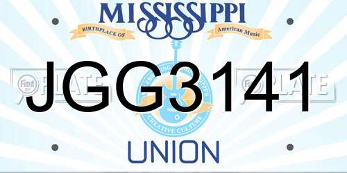 JGG3141 Mississippi License Plate