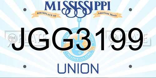 JGG3199 Mississippi License Plate