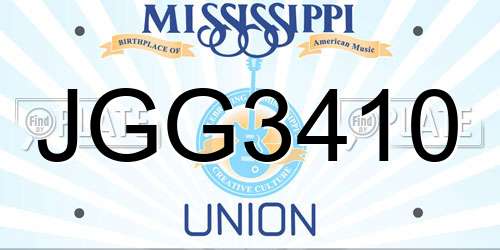 JGG3410 Mississippi License Plate