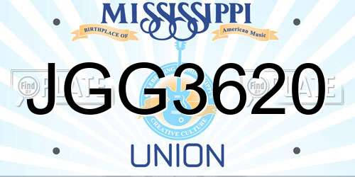 JGG3620 Mississippi License Plate