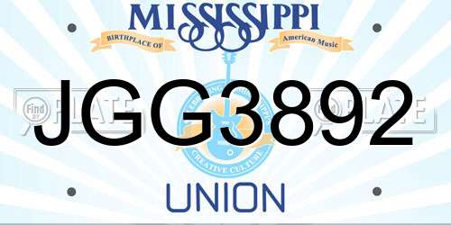 JGG3892 Mississippi License Plate