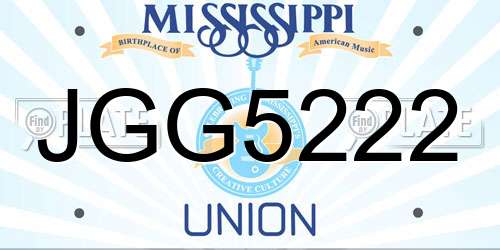 JGG5222 Mississippi License Plate