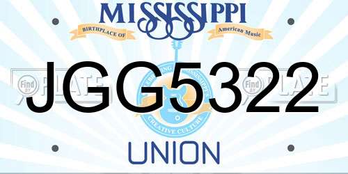 JGG5322 Mississippi License Plate