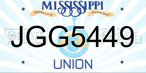 JGG5449 Mississippi License Plate
