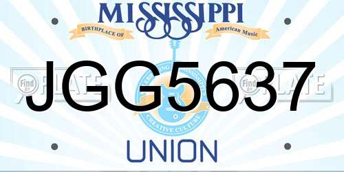 JGG5637 Mississippi License Plate