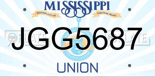 JGG5687 Mississippi License Plate
