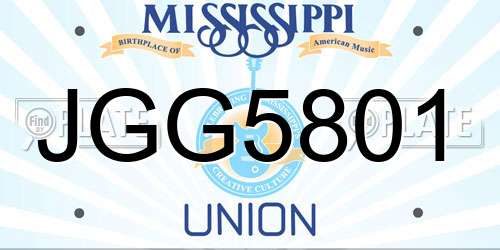 JGG5801 Mississippi License Plate