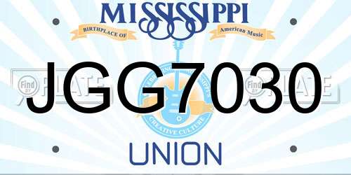 JGG7030 Mississippi License Plate