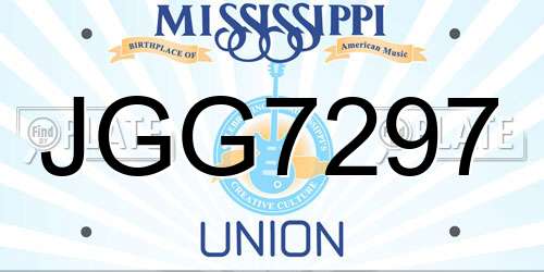 JGG7297 Mississippi License Plate