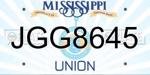 JGG8645 Mississippi License Plate