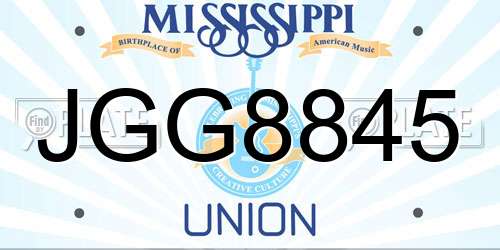 JGG8845 Mississippi License Plate