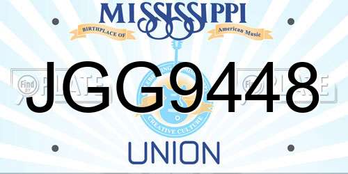JGG9448 Mississippi License Plate