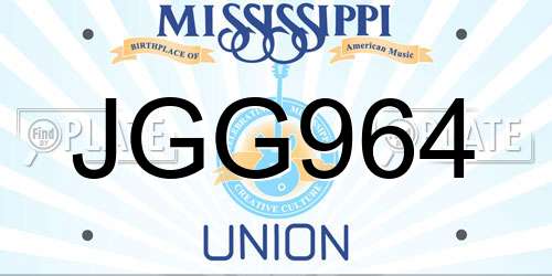 JGG964 Mississippi License Plate