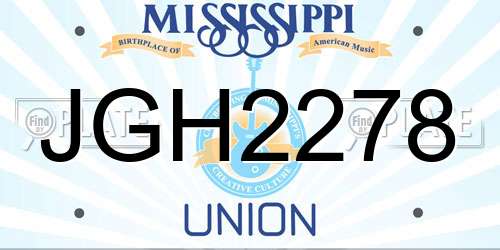 JGH2278 Mississippi License Plate
