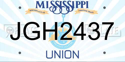 JGH2437 Mississippi License Plate