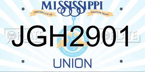 JGH2901 Mississippi License Plate