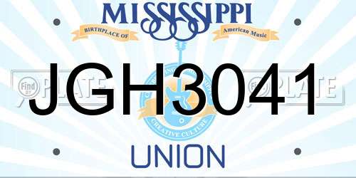 JGH3041 Mississippi License Plate