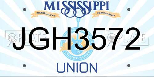 JGH3572 Mississippi License Plate