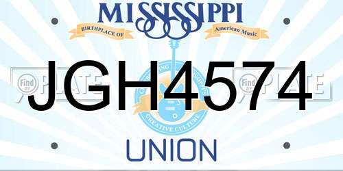 JGH4574 Mississippi License Plate