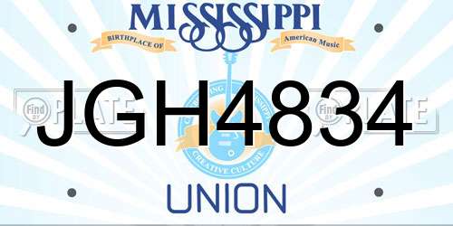 JGH4834 Mississippi License Plate