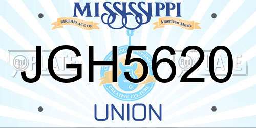 JGH5620 Mississippi License Plate