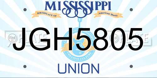 JGH5805 Mississippi License Plate