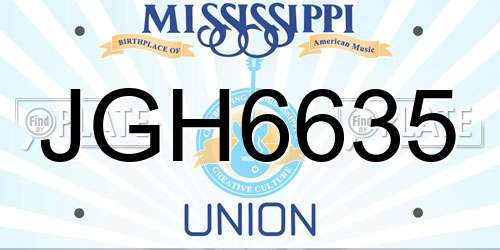 JGH6635 Mississippi License Plate