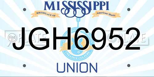 JGH6952 Mississippi License Plate