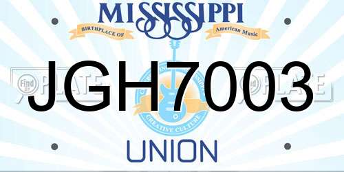 JGH7003 Mississippi License Plate