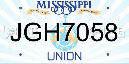 JGH7058 Mississippi License Plate