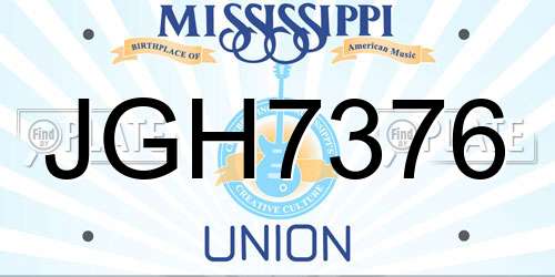 JGH7376 Mississippi License Plate
