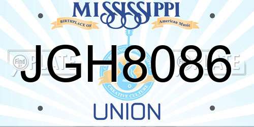 JGH8086 Mississippi License Plate