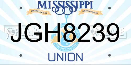 JGH8239 Mississippi License Plate