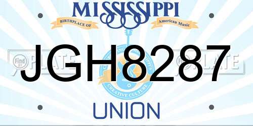 JGH8287 Mississippi License Plate