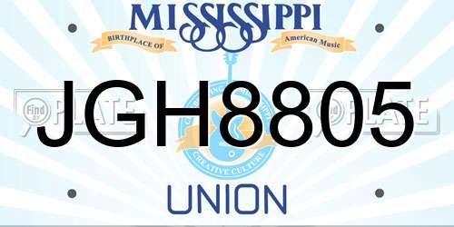 JGH8805 Mississippi License Plate