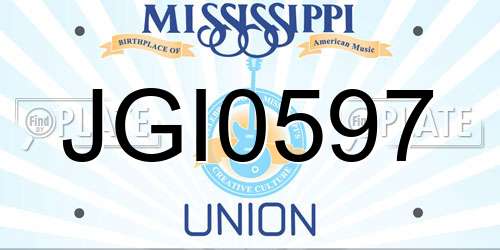 JGI0597 Mississippi License Plate