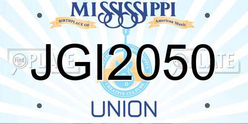 JGI2050 Mississippi License Plate