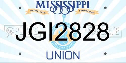 JGI2828 Mississippi License Plate